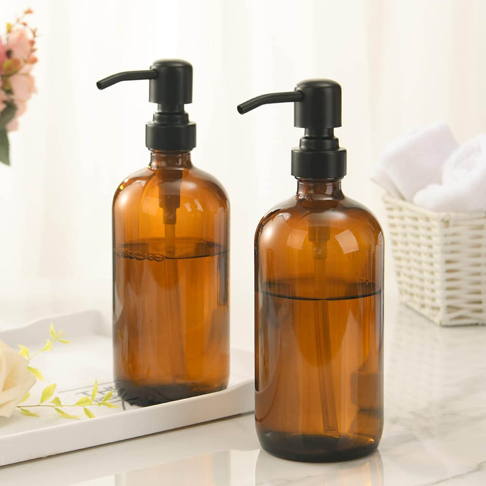Zara Home Bathroom Accessories - Kehribar Camlı Siyah Pompalı Sabunluk, Banyo