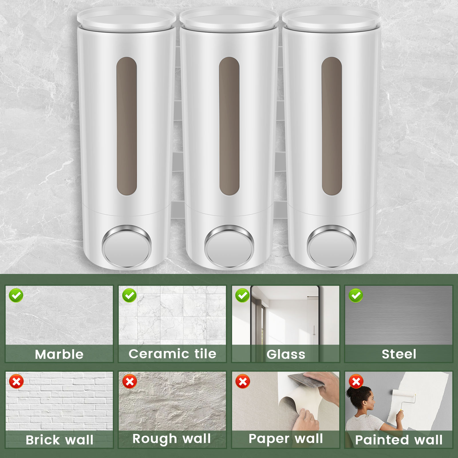 1.5L 3 Kafa Manuel Sabunluk Du - Home Bathroom Wall Soap Dispenser incelemesi ve fiyatı